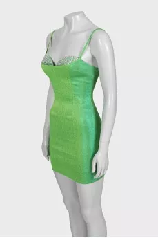 Bodycon mini dress decorated with rhinestones