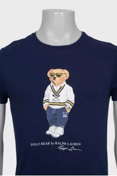 Men's blue slim fit t-shirt with print