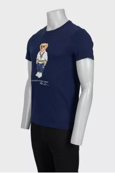 Men's blue slim fit t-shirt with print