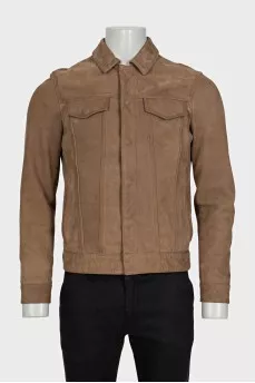 Men's leather jacket with pockets