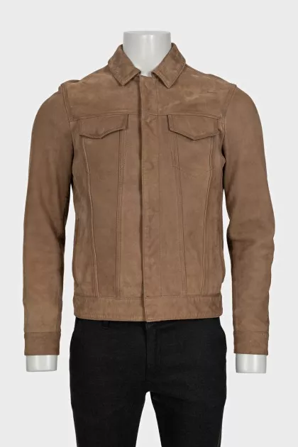 Men's leather jacket with pockets