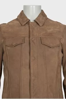 Men's leather jacket with pockets