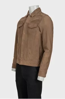 Men's leather jacket with pockets