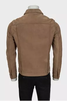 Men's leather jacket with pockets