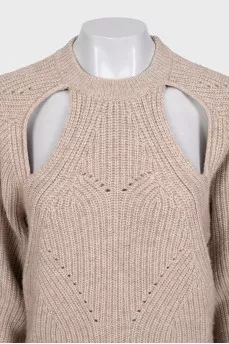 Wool and cashmere jumper with open back