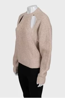 Wool and cashmere jumper with open back