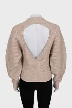 Wool and cashmere jumper with open back
