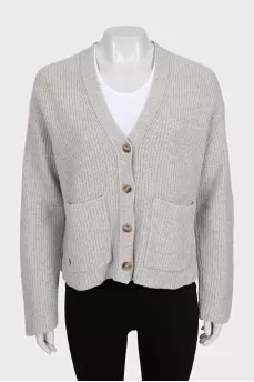 Cropped cardigan made of wool and cashmere