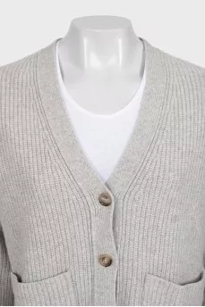 Cropped cardigan made of wool and cashmere