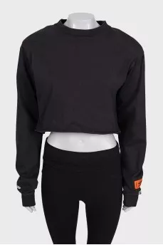 Cropped sweatshirt with patches