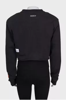 Cropped sweatshirt with patches