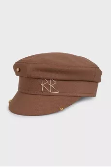 Brown cap with gold decoration