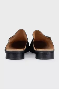 Men's black suede mules with branded patch