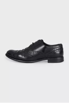 Men's black leather brogues