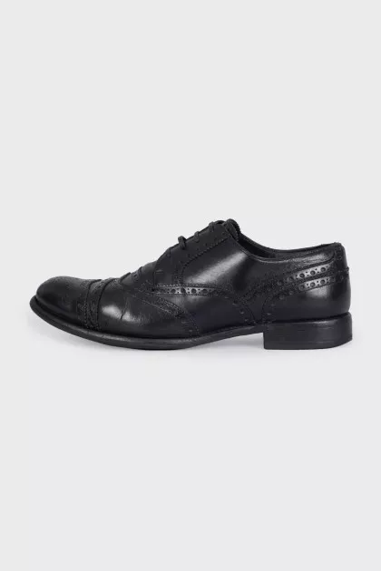 Men's black leather brogues