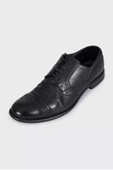 Men's black leather brogues
