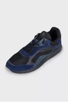 Men's blue sneakers with suede inserts