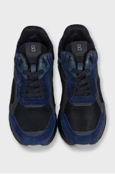 Men's blue sneakers with suede inserts