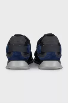 Men's blue sneakers with suede inserts