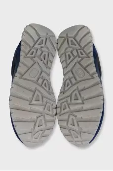 Men's blue sneakers with suede inserts