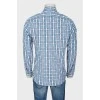 Чоловіча сорочка у клітку з принтом бренду