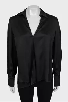 Fitted silk wrap blouse