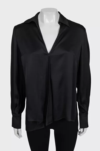 Fitted silk wrap blouse