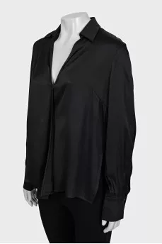 Fitted silk wrap blouse
