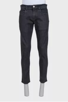 Men's dark gray tapered jeans