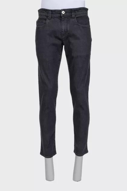 Men's dark gray tapered jeans