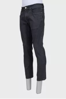 Men's dark gray tapered jeans