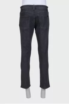 Men's dark gray tapered jeans