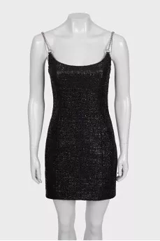 Black bodycon dress with silver straps