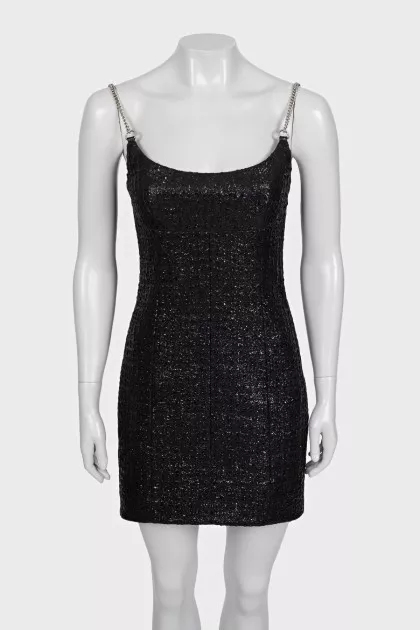 Black bodycon dress with silver straps