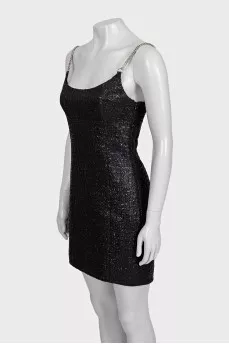 Black bodycon dress with silver straps