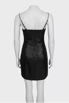 Black bodycon dress with silver straps