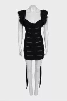 Silk black dress with ties