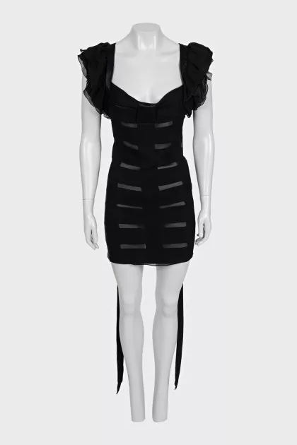 Silk black dress with ties