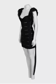 Silk black dress with ties