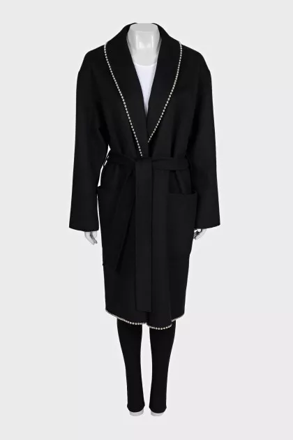 Black coat with silver decor