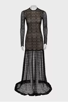 Black maxi dress with sheer bottom