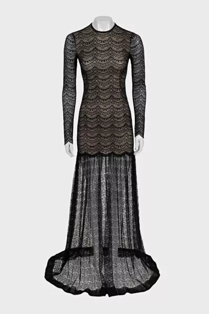 Black maxi dress with sheer bottom