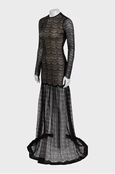 Black maxi dress with sheer bottom