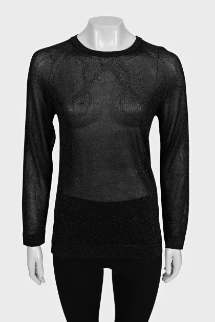 Black translucent shiny long sleeve