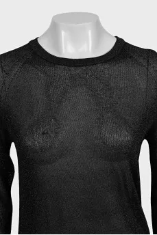 Black translucent shiny long sleeve