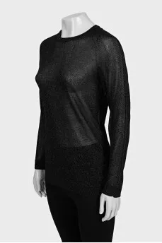 Black translucent shiny long sleeve