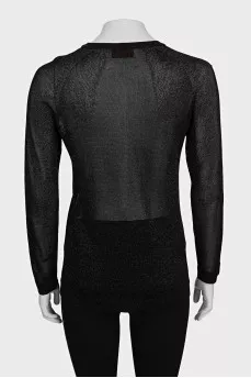 Black translucent shiny long sleeve