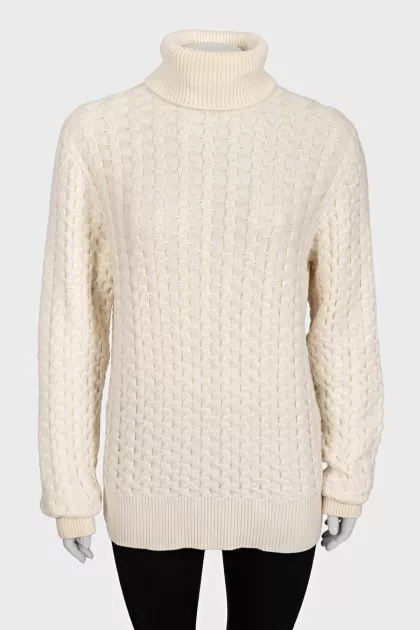 Cashmere sweater with a large pattern