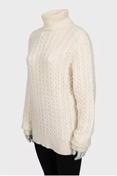 Cashmere sweater with a large pattern