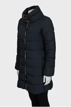 Fitted down jacket with a zipper in black